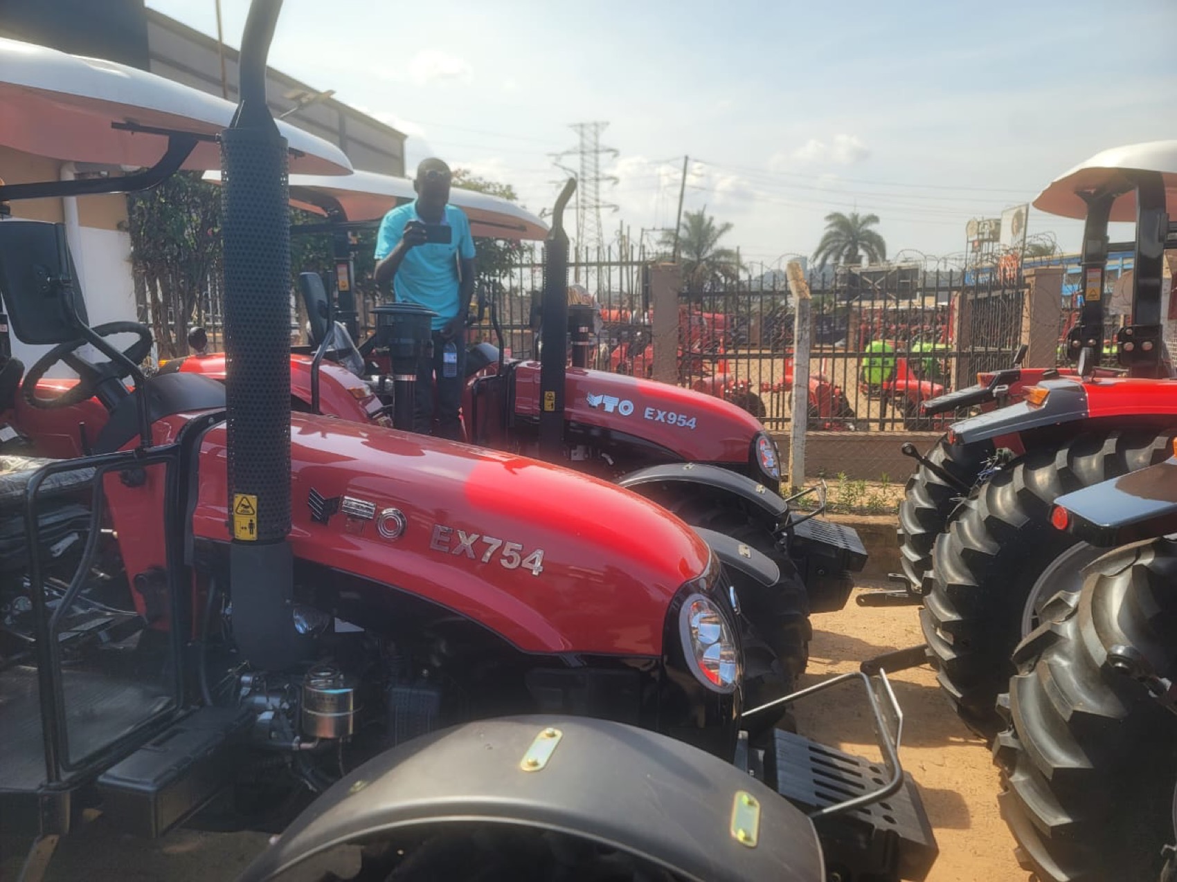 YTO EX754 and EX954 tractors parked in the Agro Corner yard